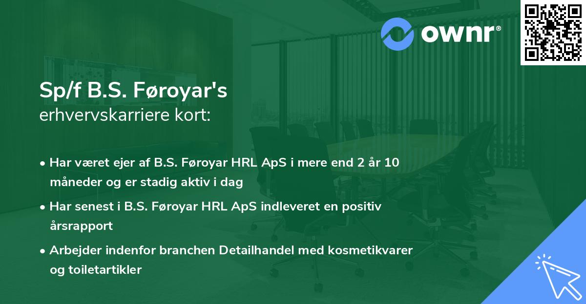 Sp/f B.S. Føroyar's erhvervskarriere kort