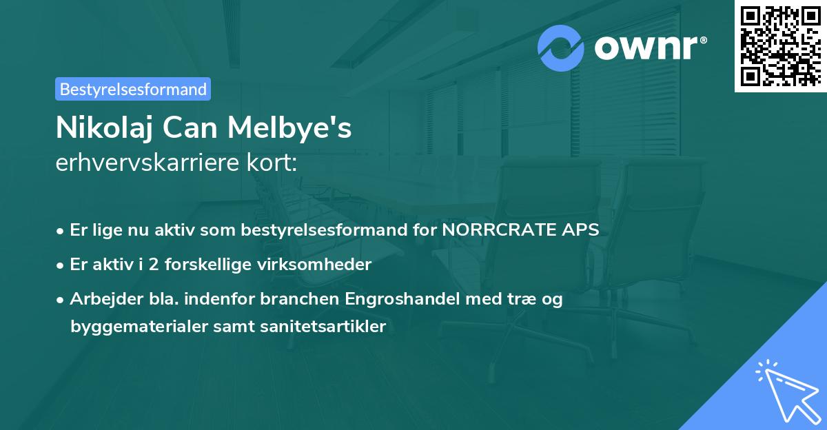 Nikolaj Can Melbye's erhvervskarriere kort