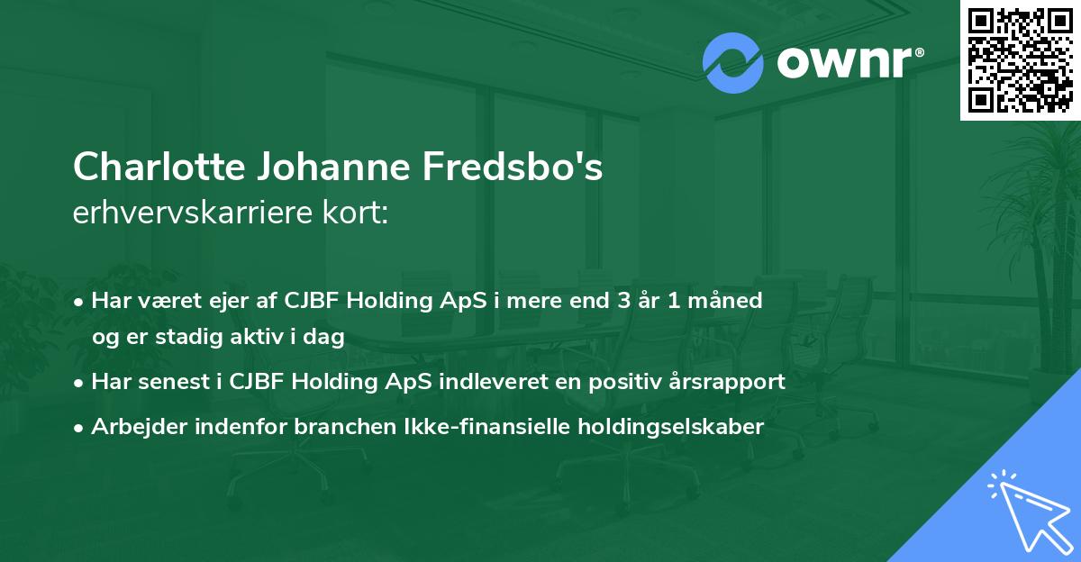 Charlotte Johanne Fredsbo's erhvervskarriere kort