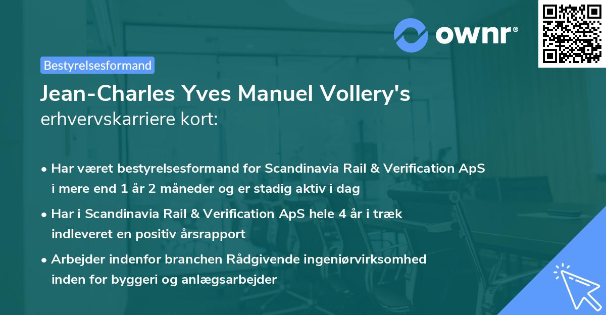 Jean-Charles Yves Manuel Vollery's erhvervskarriere kort