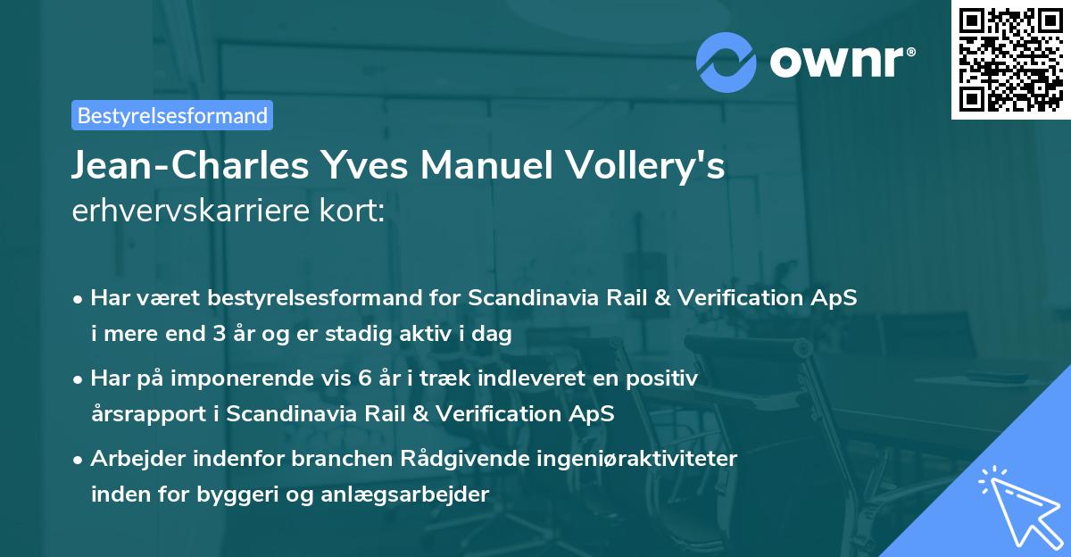 Jean-Charles Yves Manuel Vollery's erhvervskarriere kort