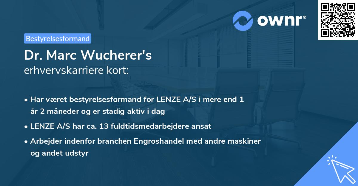 Dr. Marc Wucherer's erhvervskarriere kort