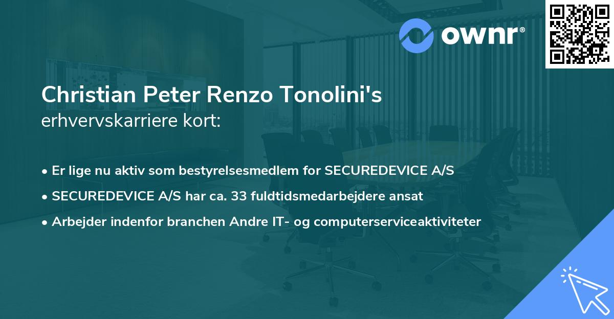 Christian Peter Renzo Tonolini's erhvervskarriere kort