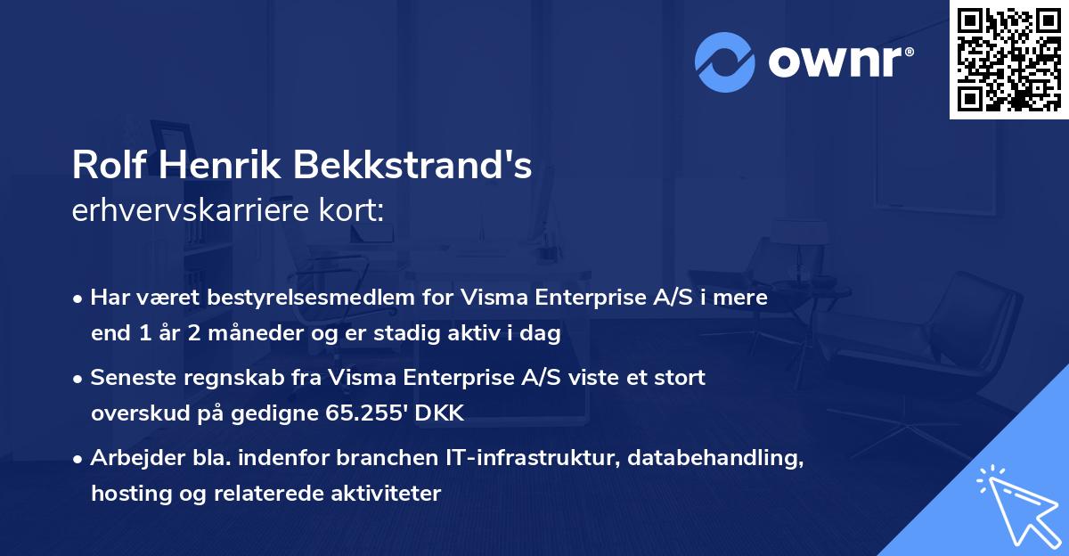 Rolf Henrik Bekkstrand's erhvervskarriere kort