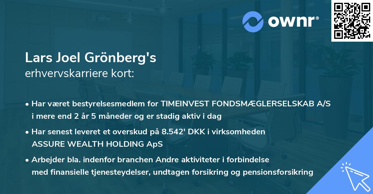 Lars Joel Grönberg's erhvervskarriere kort