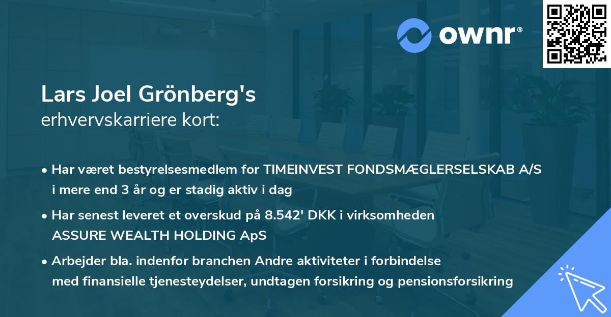 Lars Joel Grönberg's erhvervskarriere kort