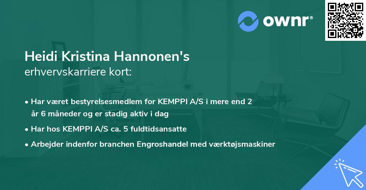 Heidi Kristina Hannonen's erhvervskarriere kort