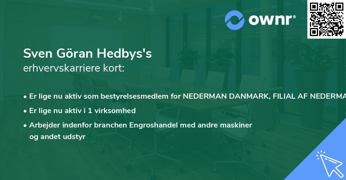 Sven Göran Hedbys's erhvervskarriere kort