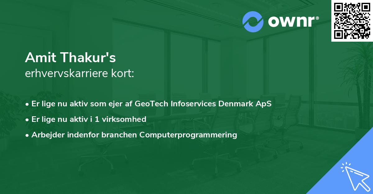 Amit Thakur's erhvervskarriere kort