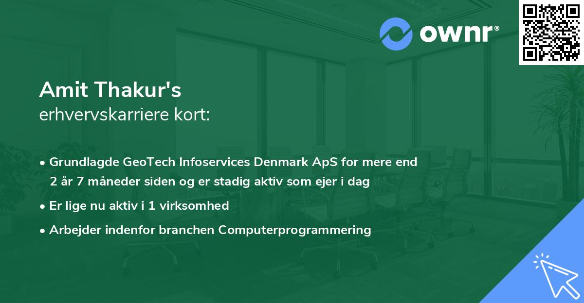 Amit Thakur's erhvervskarriere kort