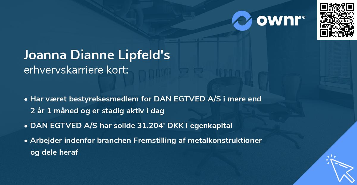 Joanna Dianne Lipfeld's erhvervskarriere kort