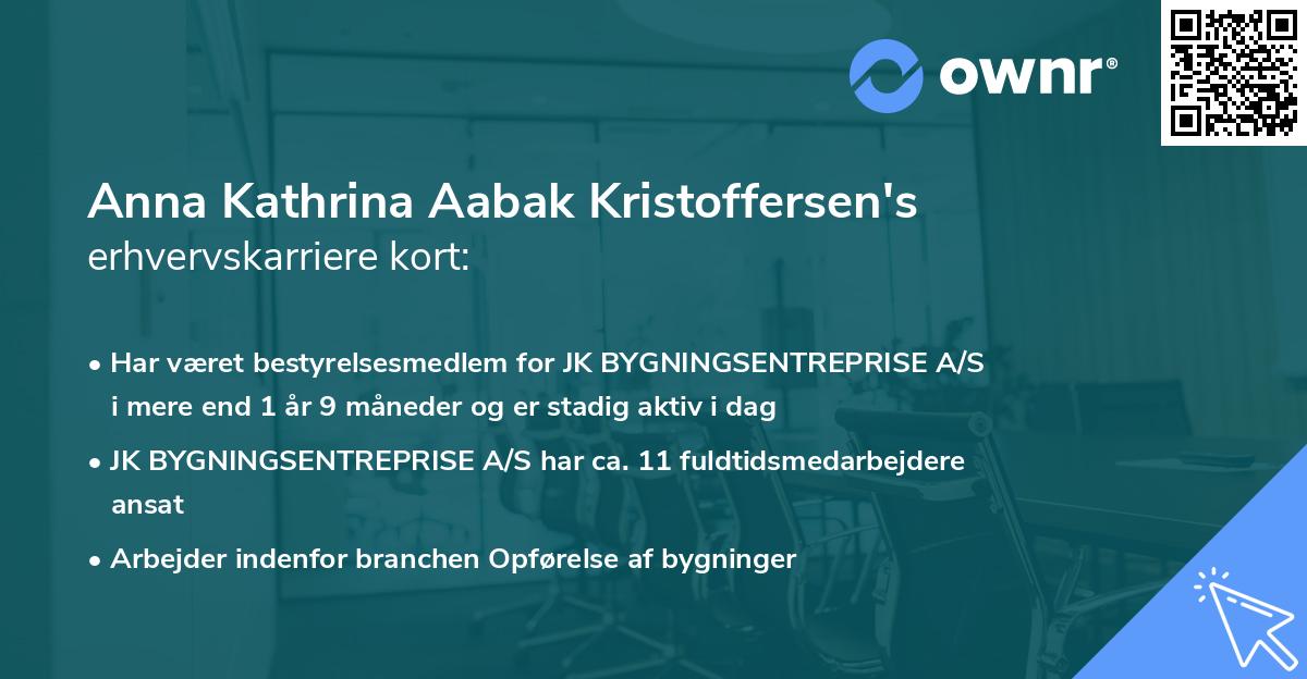 Anna Kathrina Aabak Kristoffersen's erhvervskarriere kort