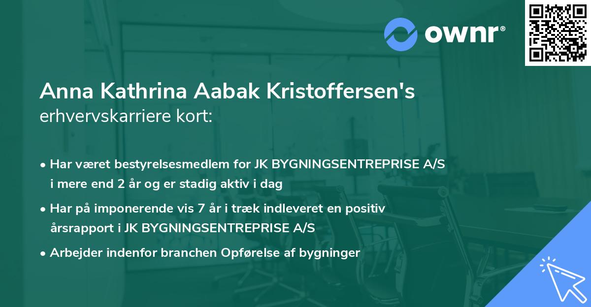 Anna Kathrina Aabak Kristoffersen's erhvervskarriere kort