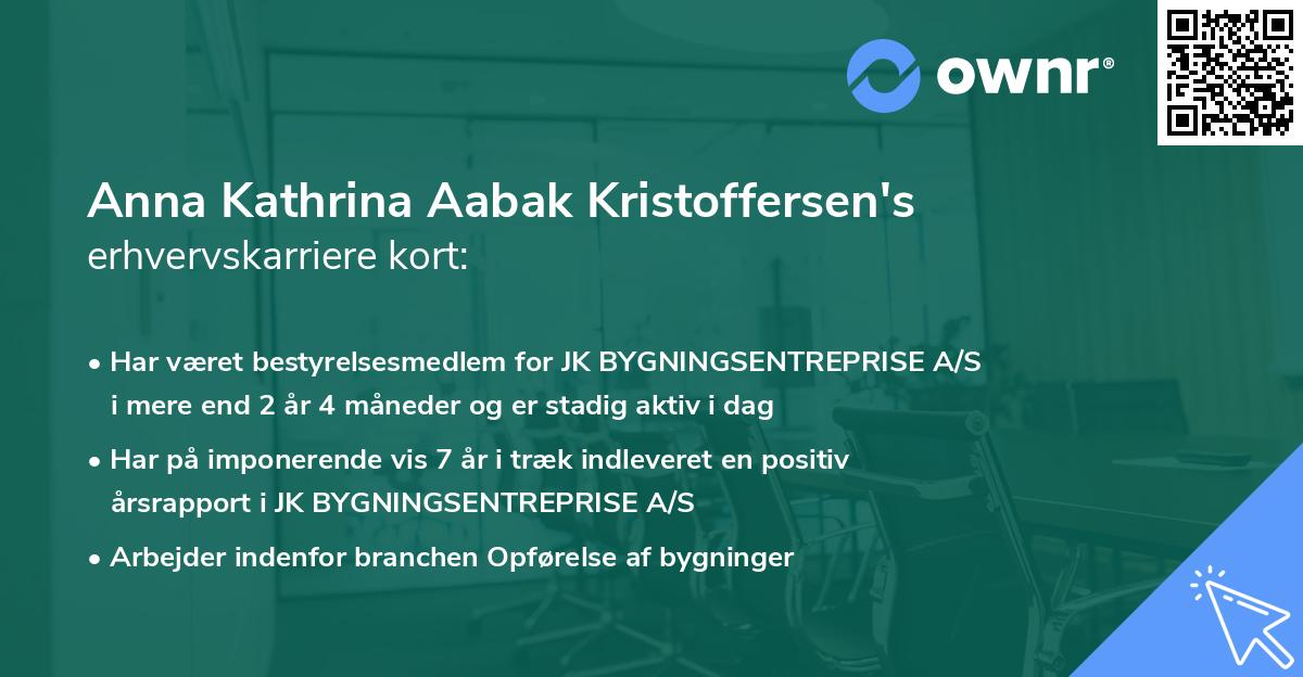 Anna Kathrina Aabak Kristoffersen's erhvervskarriere kort