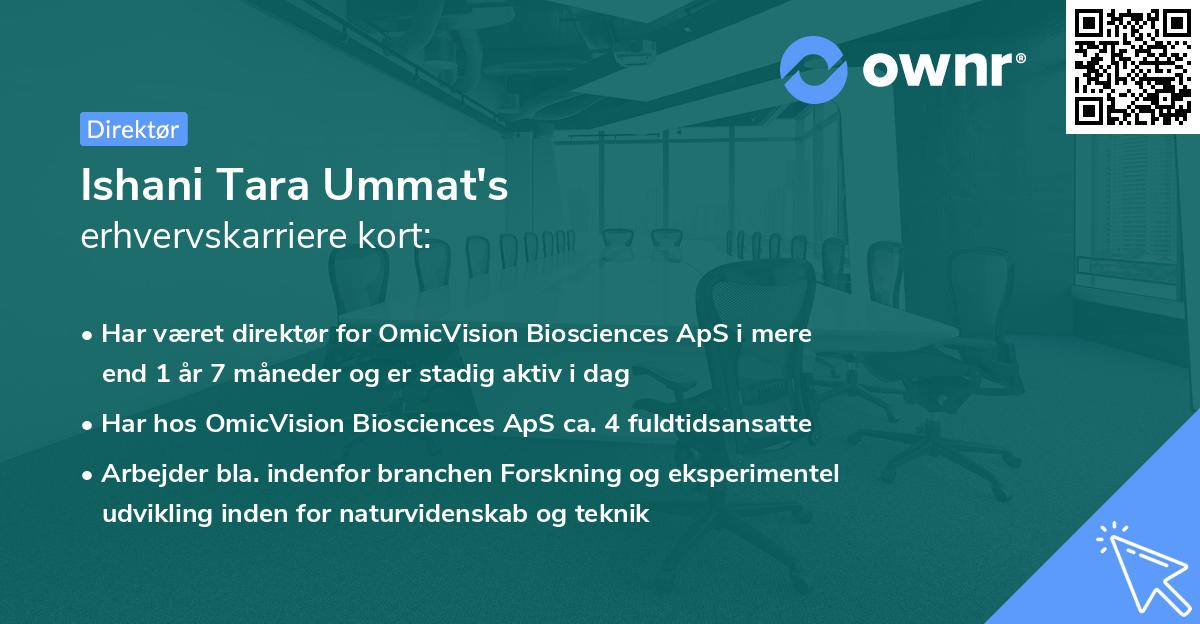 Ishani Tara Ummat's erhvervskarriere kort