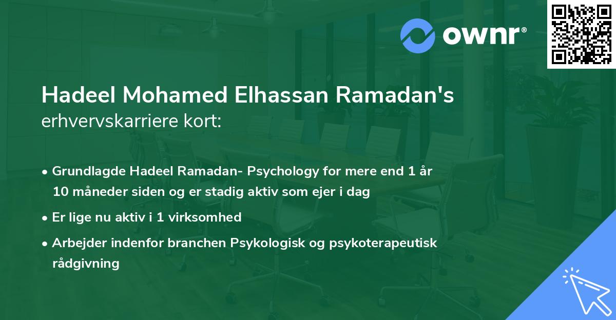 Hadeel Mohamed Elhassan Ramadan's erhvervskarriere kort