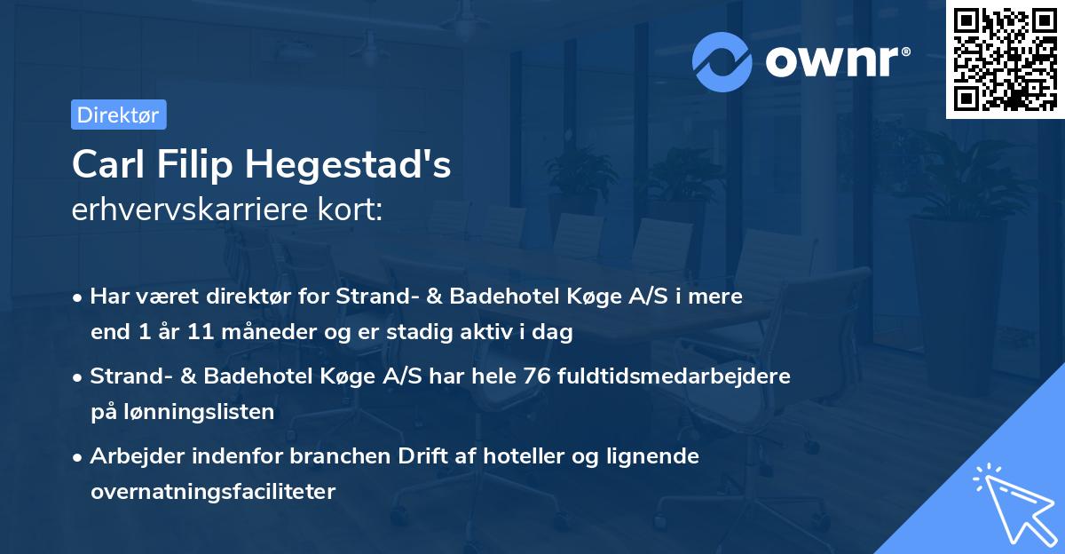 Carl Filip Hegestad's erhvervskarriere kort