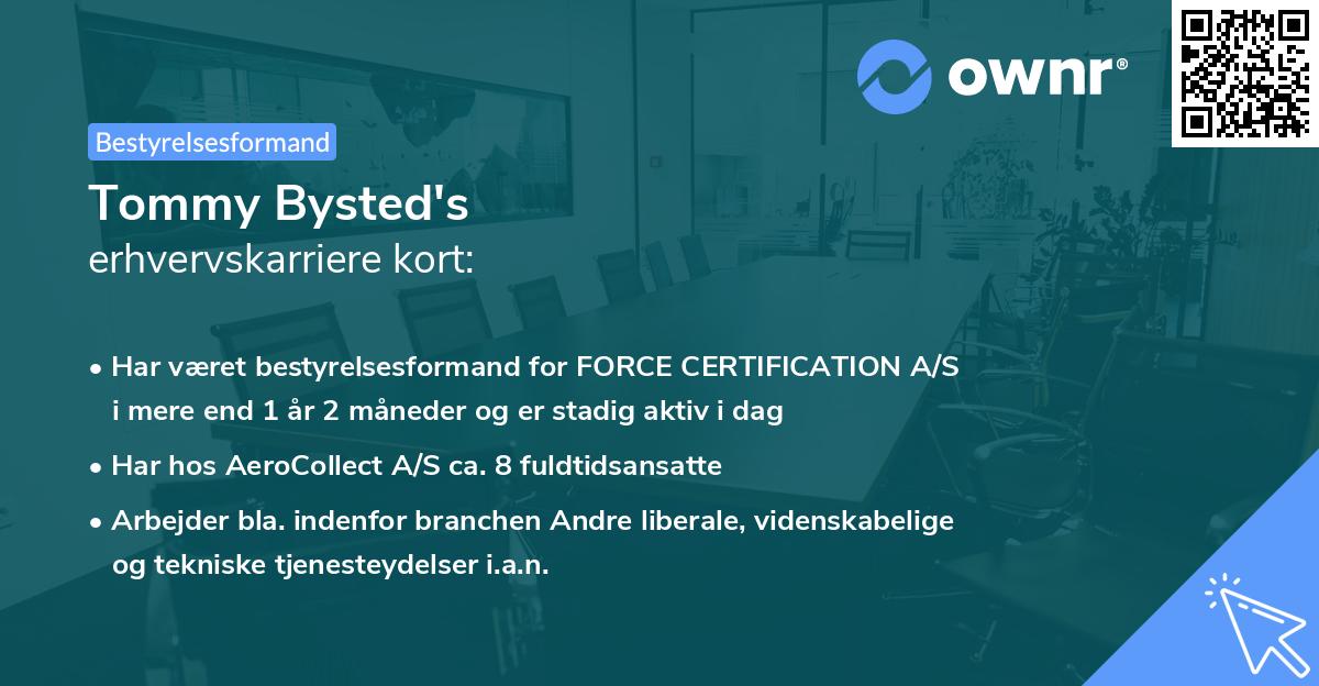 Tommy Bysted's erhvervskarriere kort