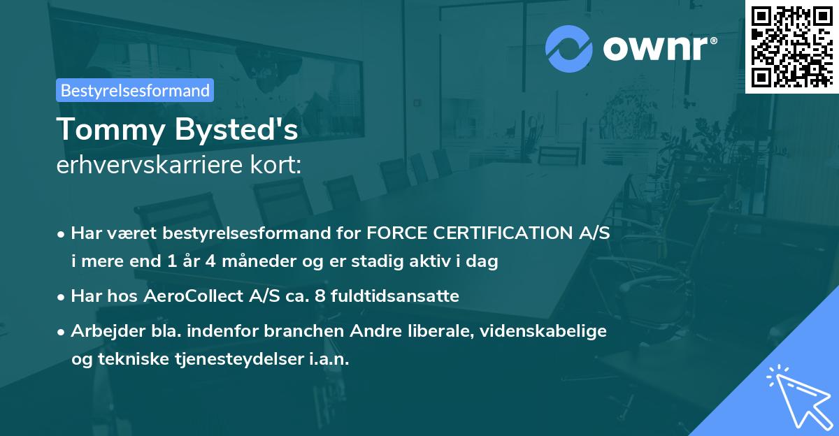 Tommy Bysted's erhvervskarriere kort