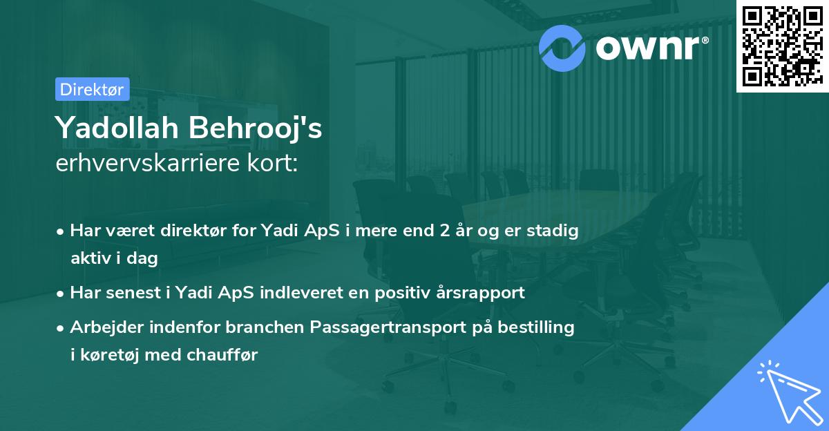 Yadollah Behrooj's erhvervskarriere kort