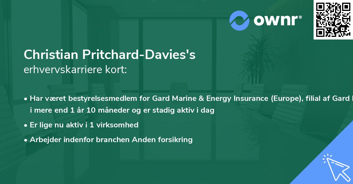 Christian Pritchard-Davies's erhvervskarriere kort