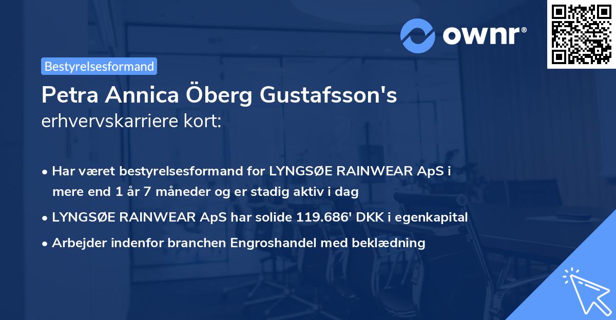 Petra Annica Öberg Gustafsson's erhvervskarriere kort