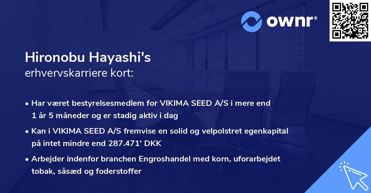 Hironobu Hayashi's erhvervskarriere kort