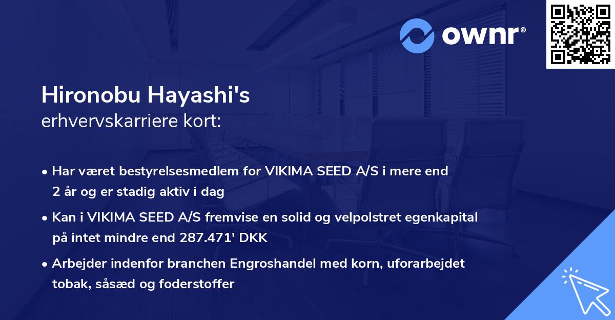 Hironobu Hayashi's erhvervskarriere kort