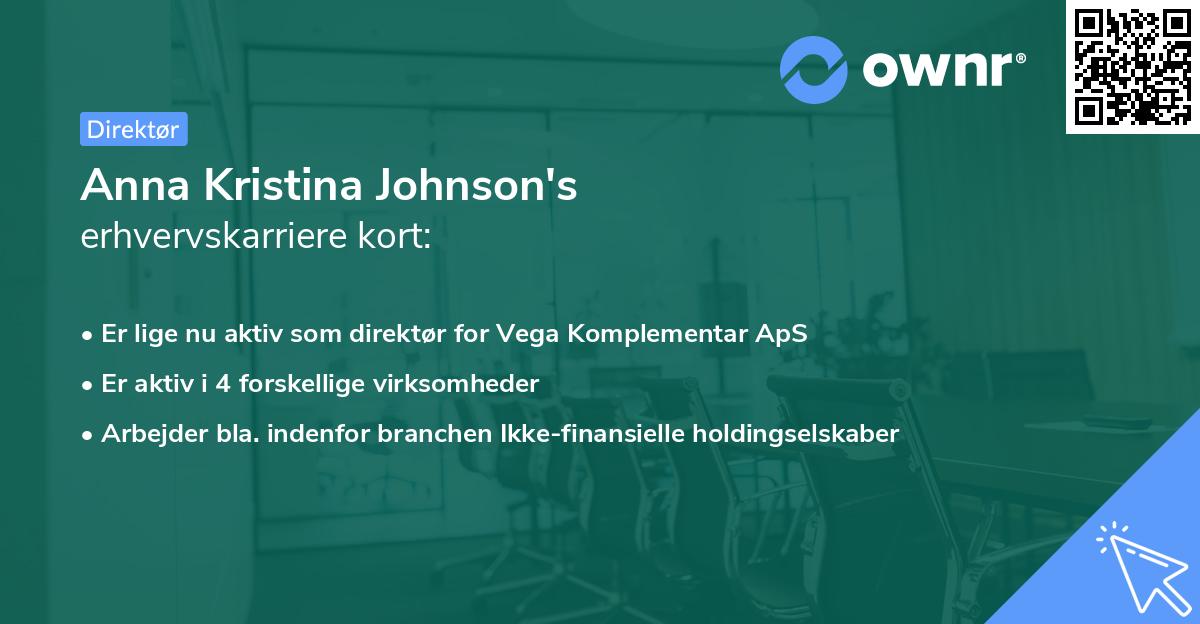 Anna Kristina Johnson's erhvervskarriere kort
