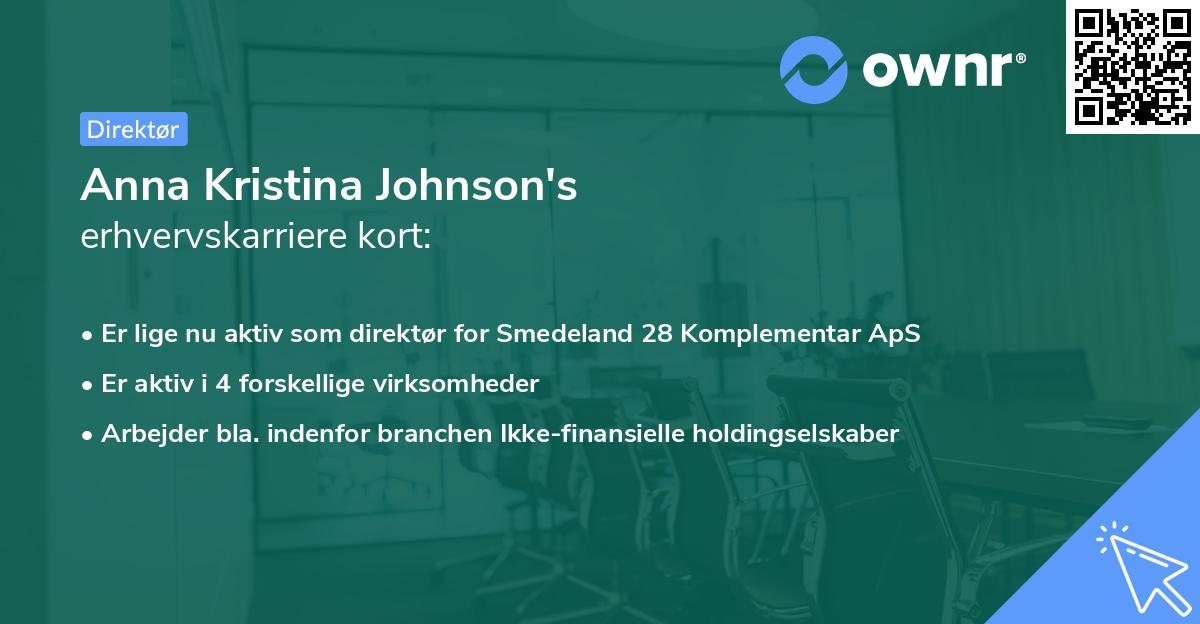 Anna Kristina Johnson's erhvervskarriere kort