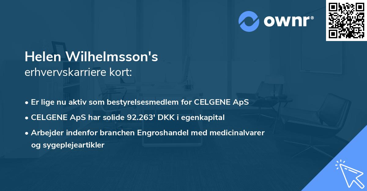 Helen Wilhelmsson's erhvervskarriere kort