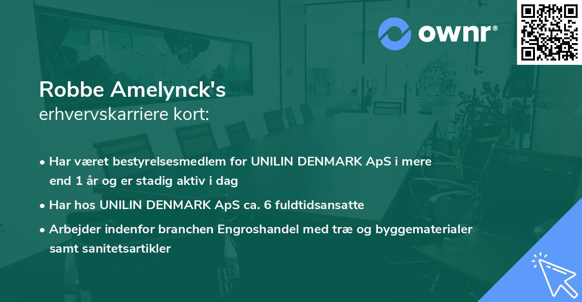 Robbe Amelynck's erhvervskarriere kort