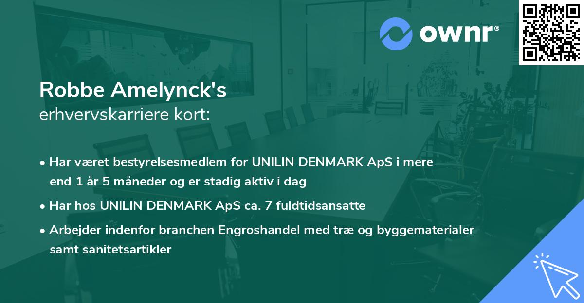 Robbe Amelynck's erhvervskarriere kort