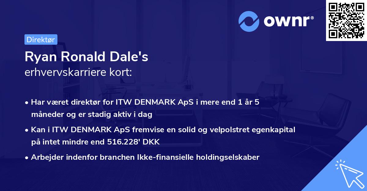 Ryan Ronald Dale's erhvervskarriere kort