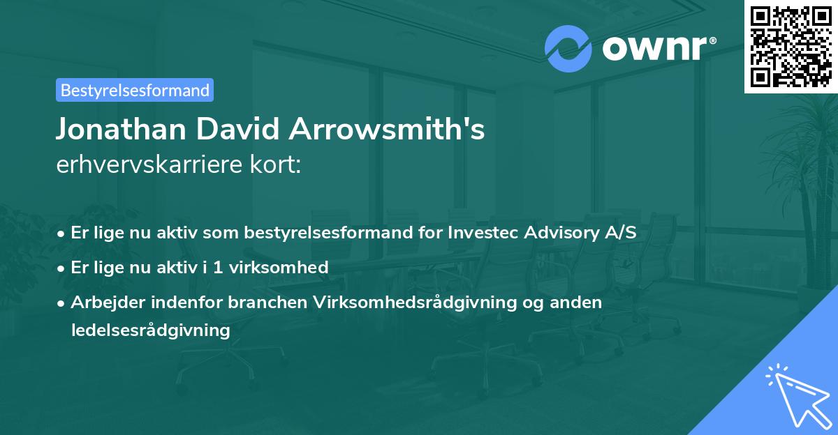 Jonathan David Arrowsmith's erhvervskarriere kort