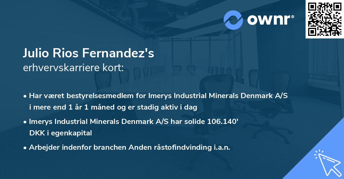Julio Rios Fernandez's erhvervskarriere kort