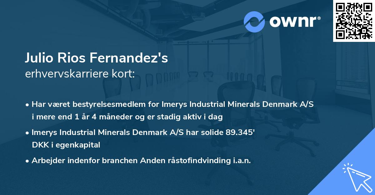 Julio Rios Fernandez's erhvervskarriere kort