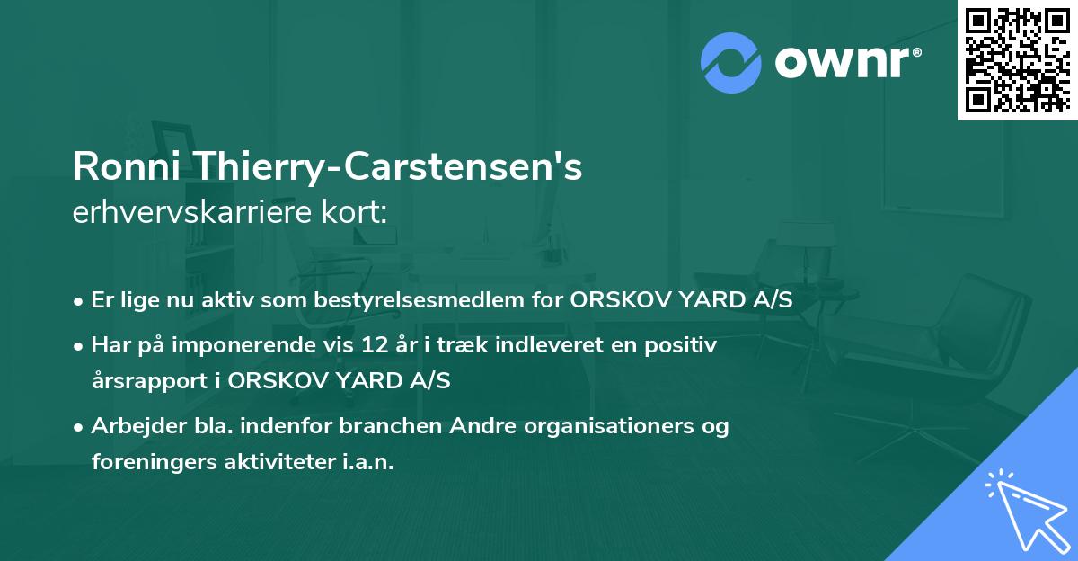 Ronni Thierry-Carstensen's erhvervskarriere kort