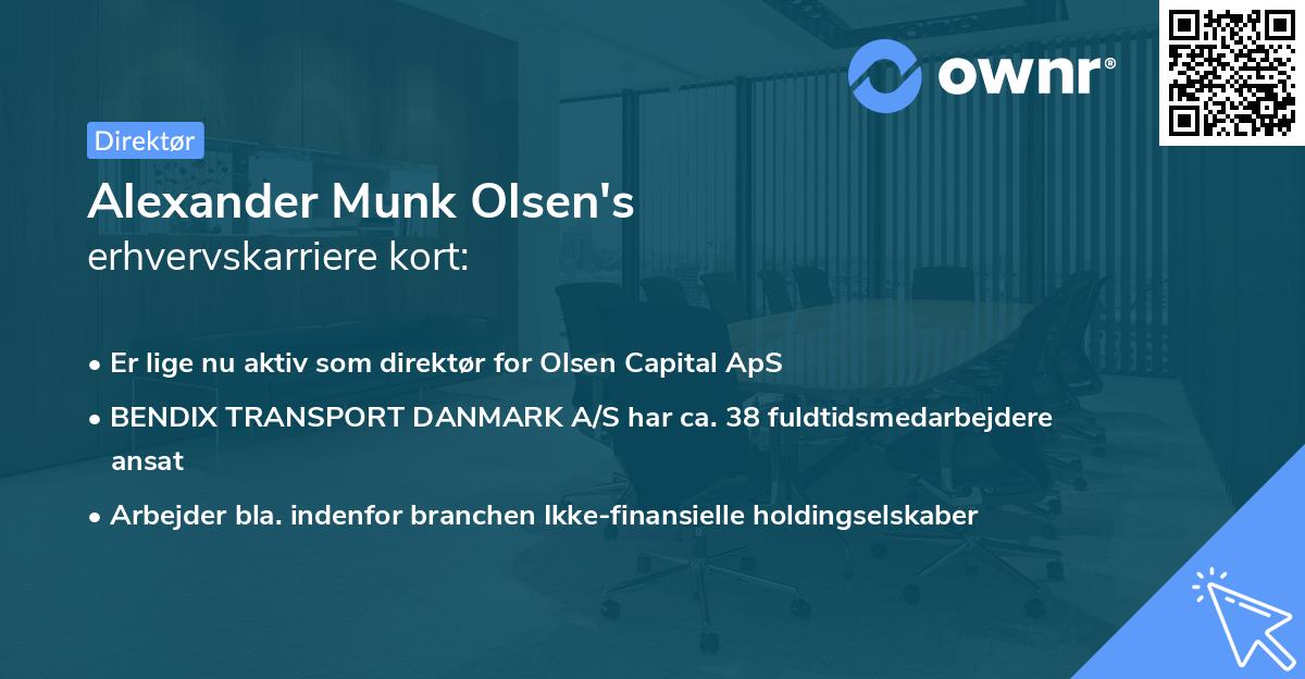 Alexander Munk Olsen's erhvervskarriere kort