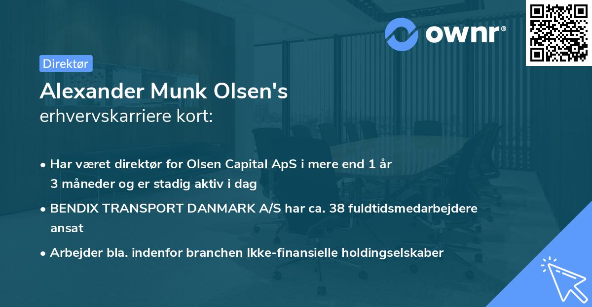 Alexander Munk Olsen's erhvervskarriere kort