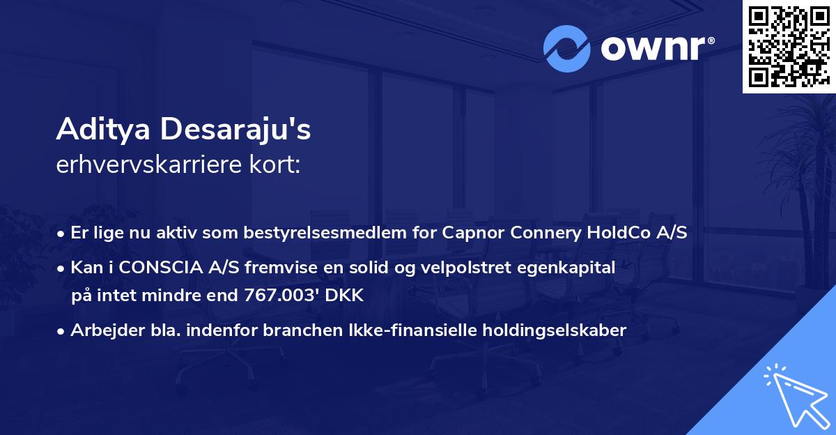 Aditya Desaraju's erhvervskarriere kort