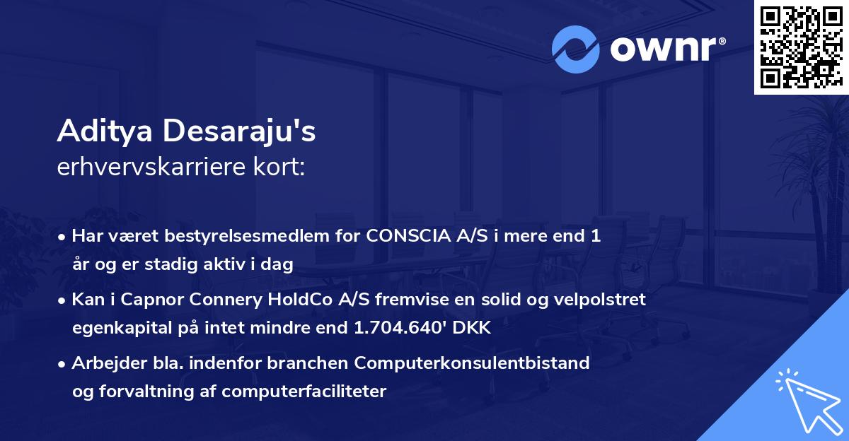 Aditya Desaraju's erhvervskarriere kort