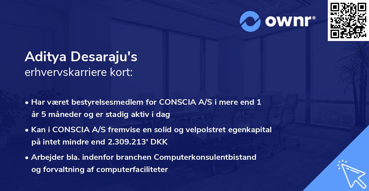 Aditya Desaraju's erhvervskarriere kort