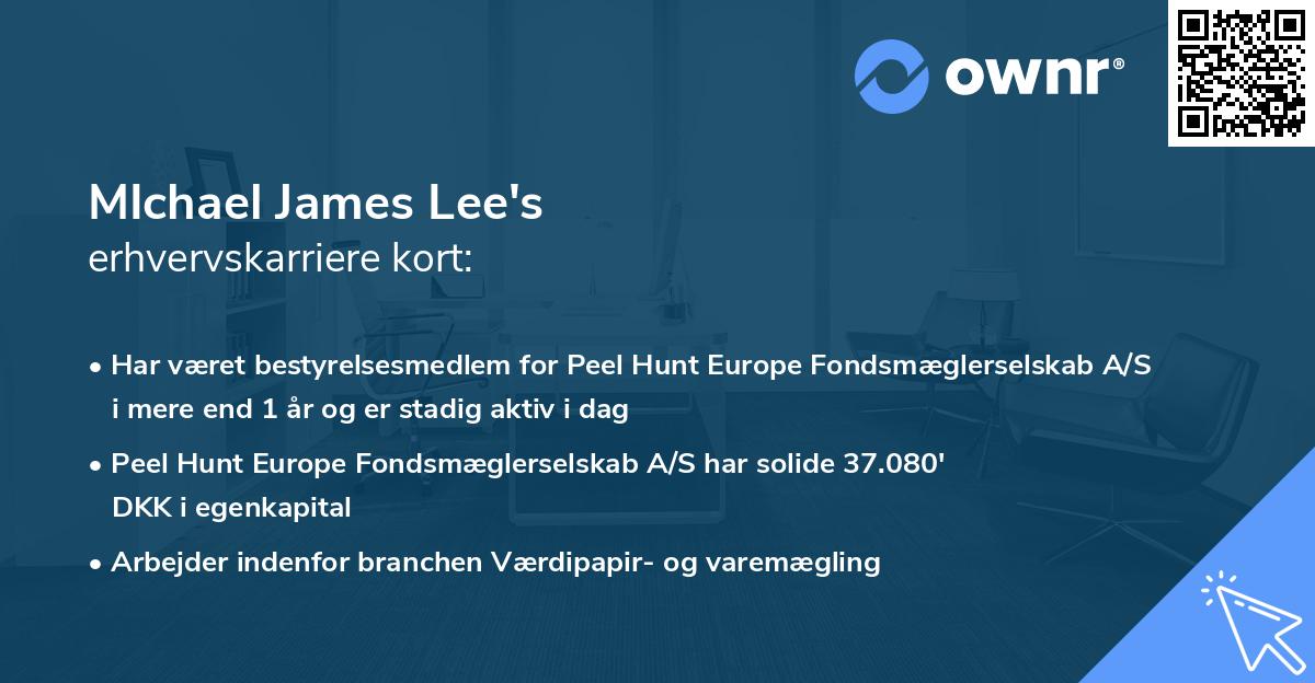 MIchael James Lee's erhvervskarriere kort