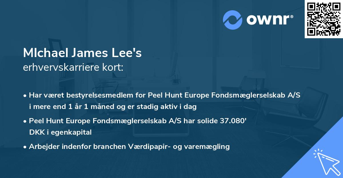 MIchael James Lee's erhvervskarriere kort
