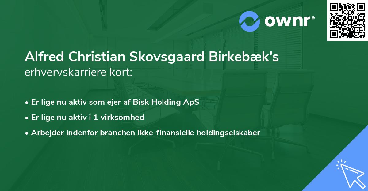 Alfred Christian Skovsgaard Birkebæk's erhvervskarriere kort
