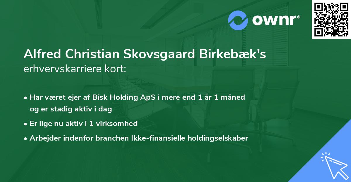 Alfred Christian Skovsgaard Birkebæk's erhvervskarriere kort