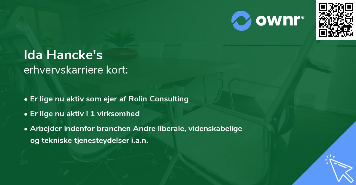 Ida Hancke's erhvervskarriere kort