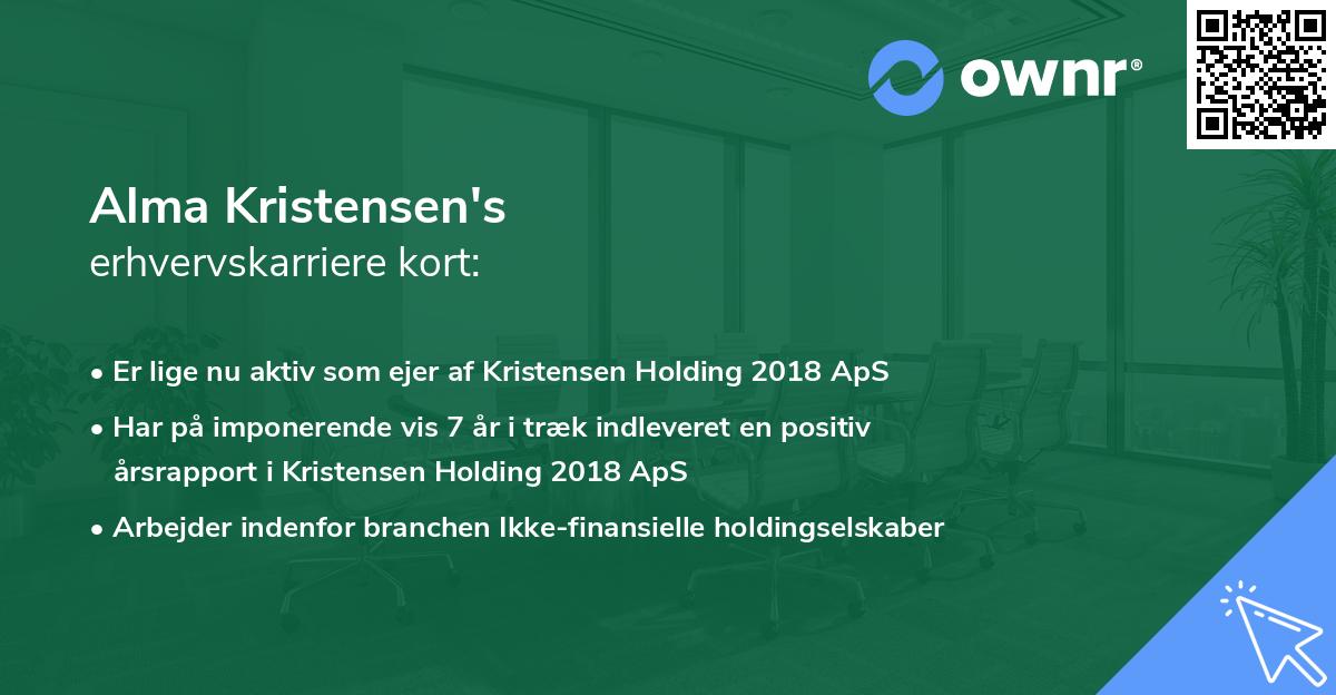 Alma Kristensen's erhvervskarriere kort