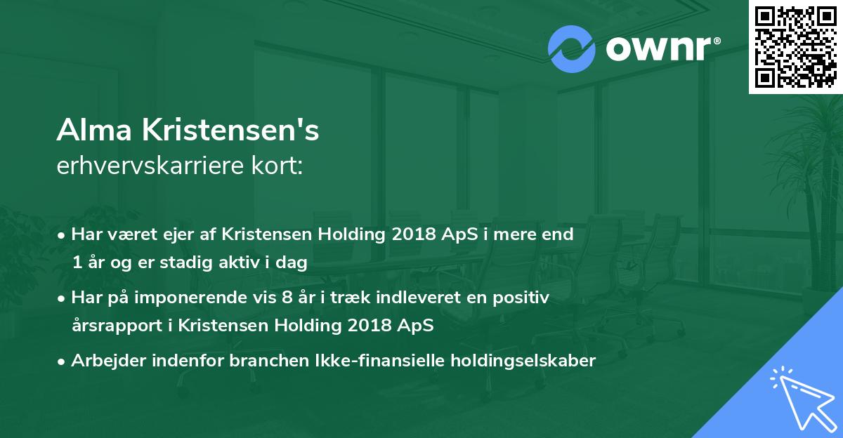 Alma Kristensen's erhvervskarriere kort